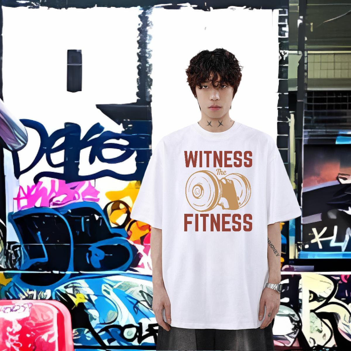 Wholesale Street Men Tees dumbbell Short Sleeve O-Neck 230g Cotton Mens T Shirts Loose Fit Oversized 4XL Clothes