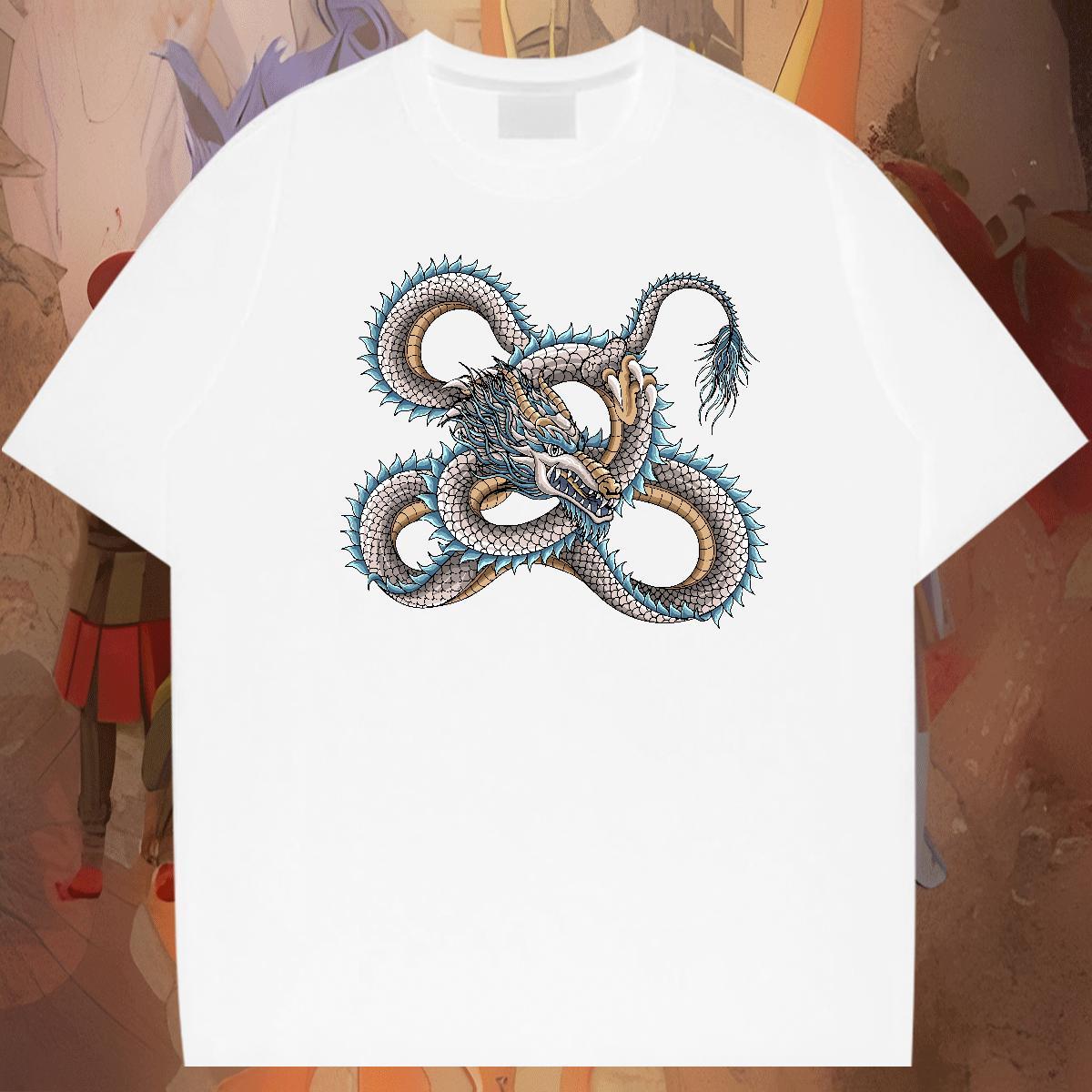 Factory Direct Casual Daily Wear Tshirts dragon O Neck Short Sleeves 230g Pure Cotton T-Shirts for Men Wholesale Custom Print Oversized Tops Shirt