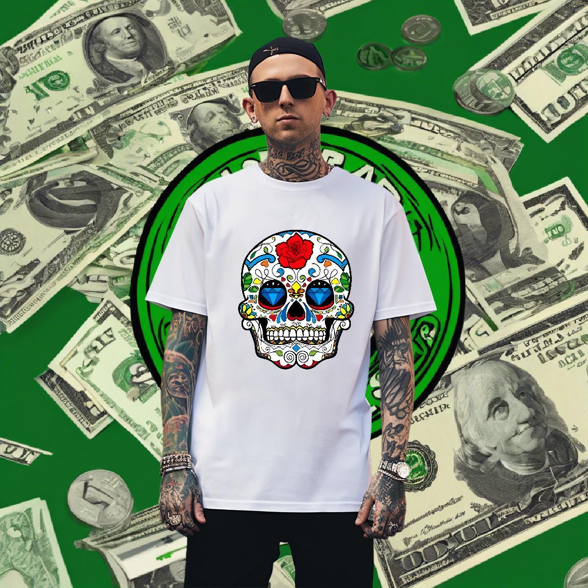 Comfortable Men T Shirts 230g Cotton skull Summer Casual Custom Print Oversized Crew Neck Breathable Men Tees Designer Fashion Polos