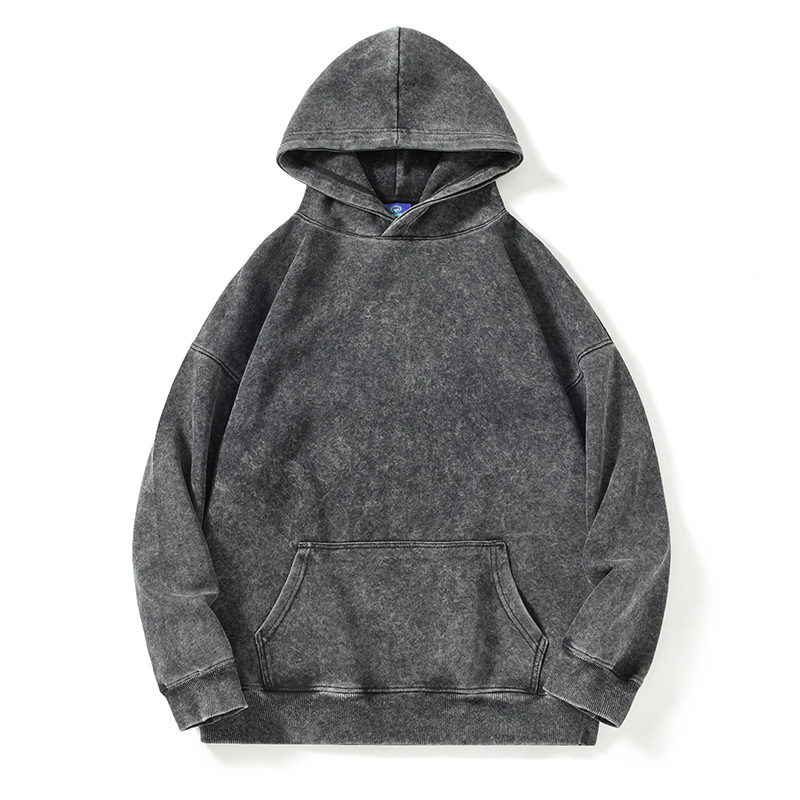 Men's Hoodies Batik washed vintage 350g combed cotton composite milk silk hooded sweatshirt