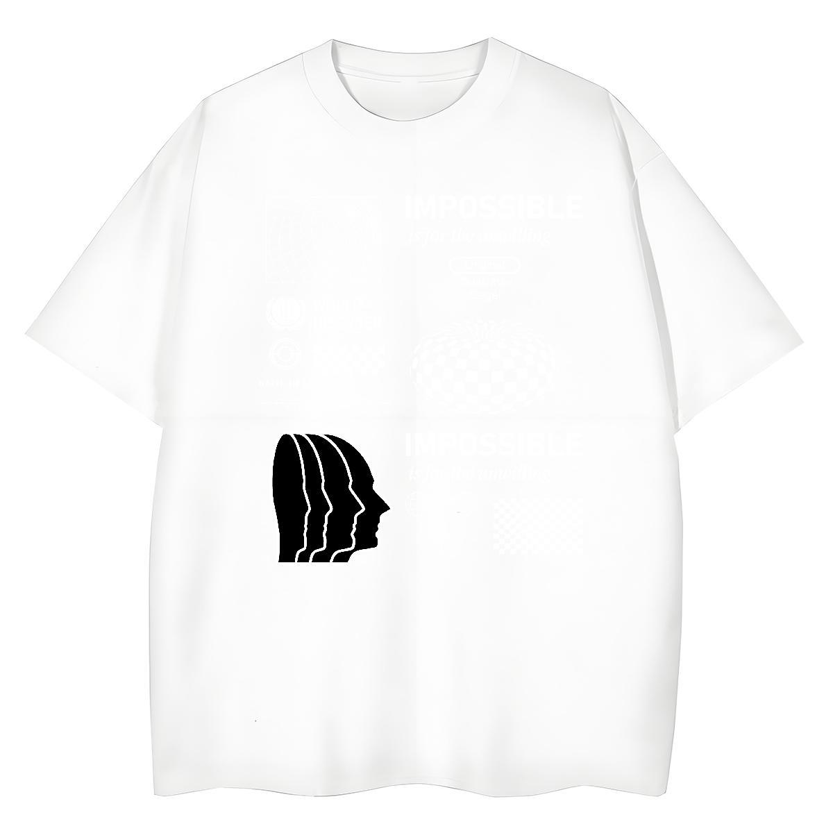 Cool Design Mens Tshirts Beach 230g Cotton Customized Crew Neck Breathable side face T-Shirts 2024 DIY Tee Shirt