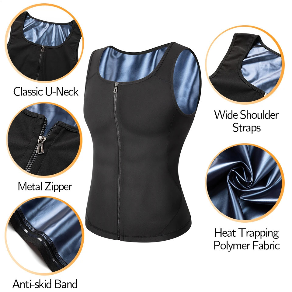 Men Body Shaper Waist Trainer Tank Tops Sweat Vest Sauna Suit Slimming Underwear Weight Loss Undershirt Workout Shapewear Shirts 240822