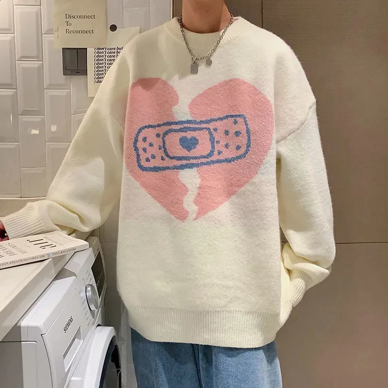 Harajuku Sweet Couple Oversized Sweater Women Warm Fashion Pullover Winter Knitted Undercoat Vintage Goth Loose Y2k Clothes 240821