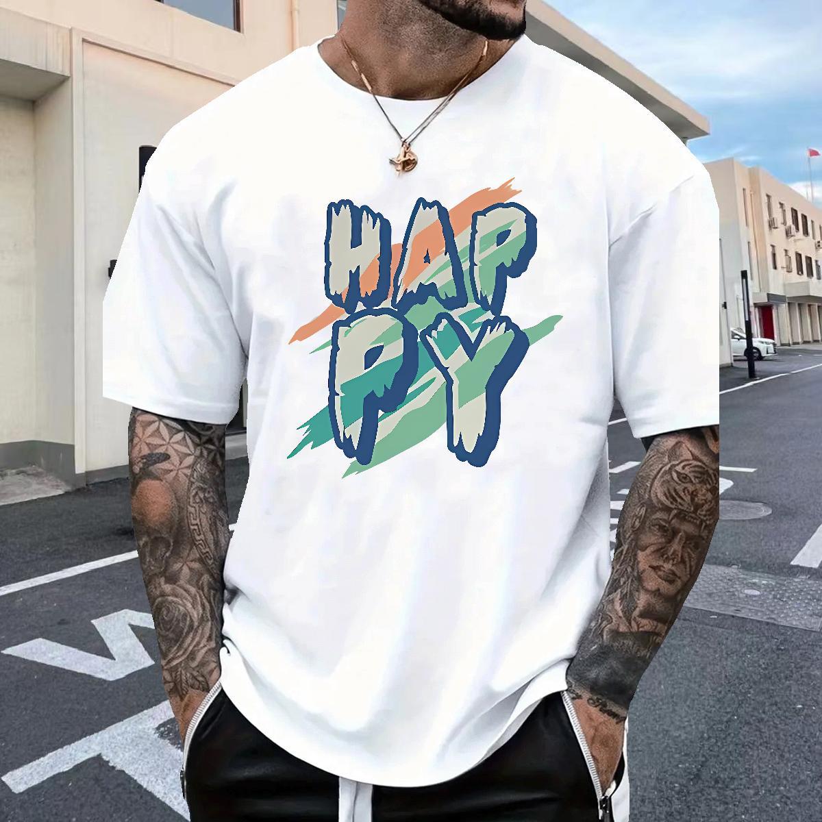 Brand Mens Tshirts Anime Printing Street 230g Pure Cotton DIY Short Sleeve O-Neck happy Mens T Shirts 2024 Designer Top Tees