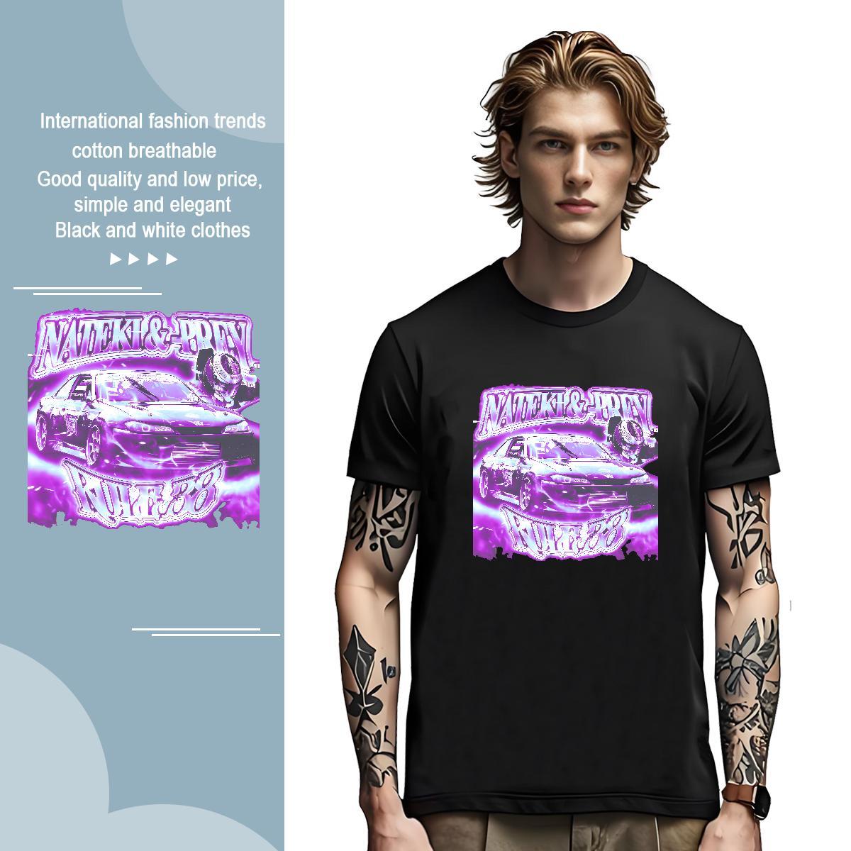 Loose car Man T Shirts Anime Printing Street Men Tshirts 230g 100% Cotton DIY Customized Breathable Crew Neck DIY Printed Top Tees
