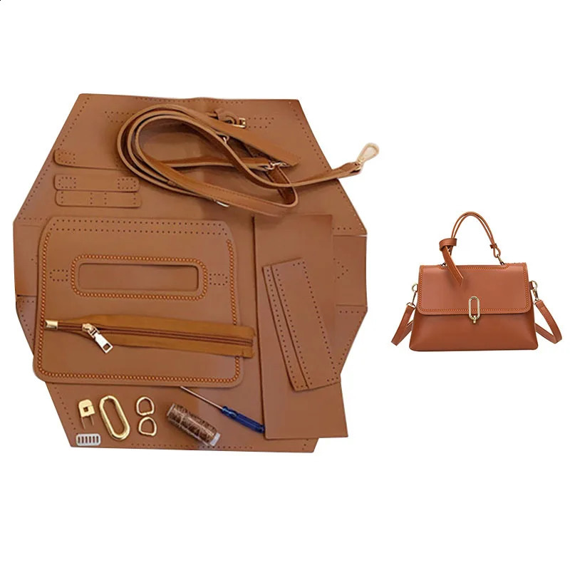 Womens Shoulder Bag Easy Bag Making Kit Handmade DIY PU Leather Bag Knitted Set Handmade Sewing Bag Material Accessories 240821