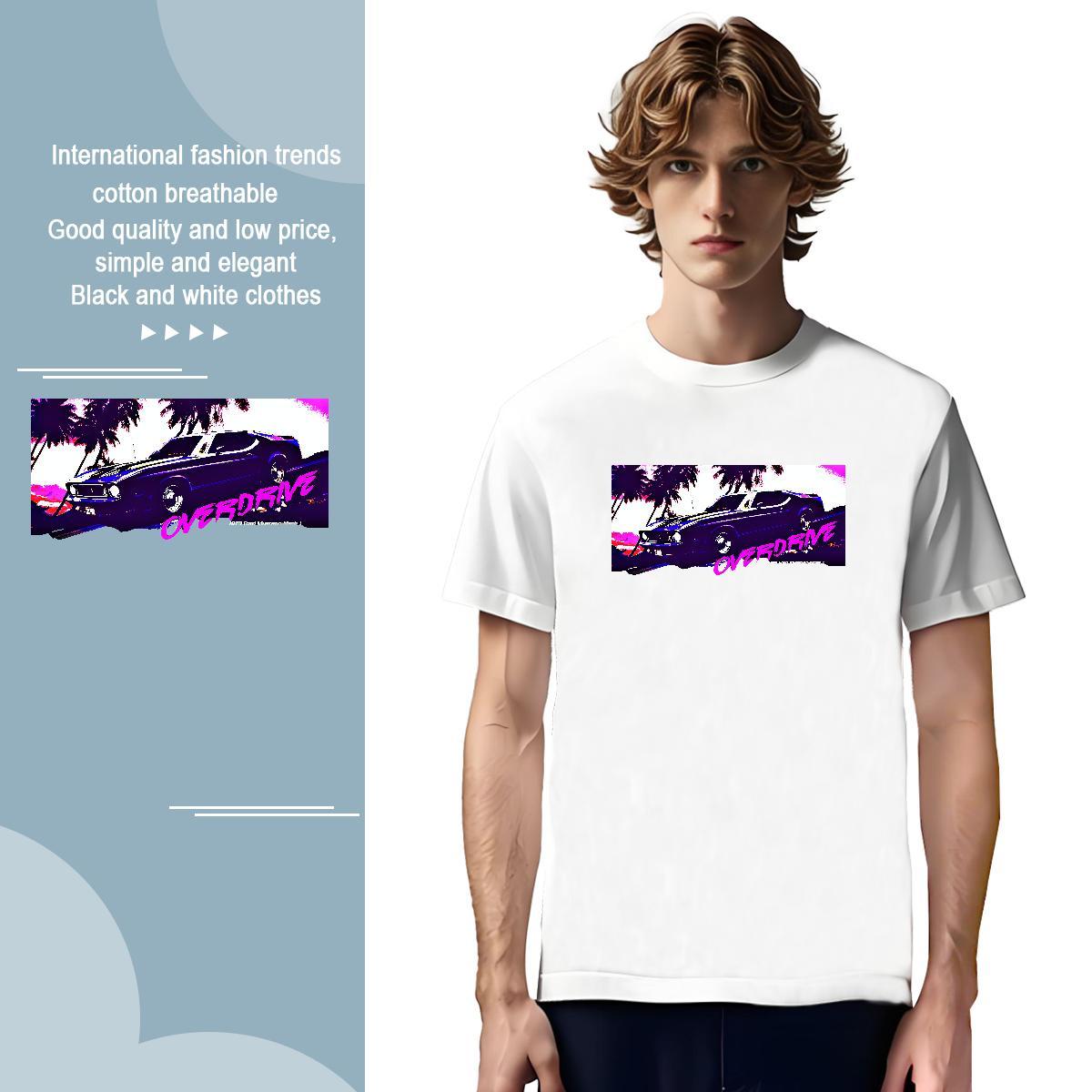 Loose Fit car T Shirts Men Sport Men Tees 230g 100% Cotton DIY Breathable Short Sleeve Cartoon Printing L-4XL Tees Shirts