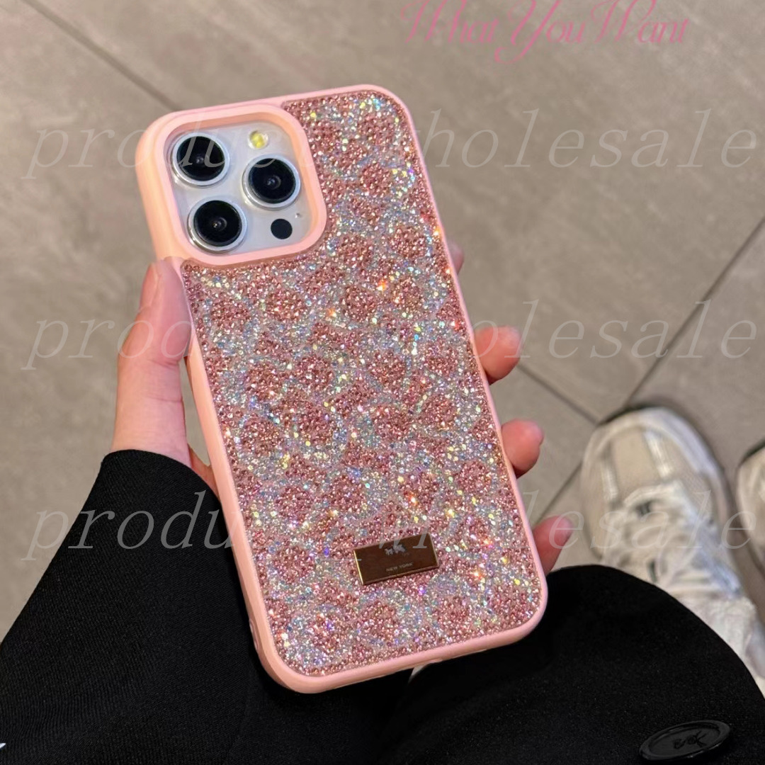 Luxury Bling Glitter Phone Cases For Iphone 13 14 15 16 17 Air 17pro Pro Max Fashion Designer Plating Rhinestone Diamond Women Soft Silicone Protectiv