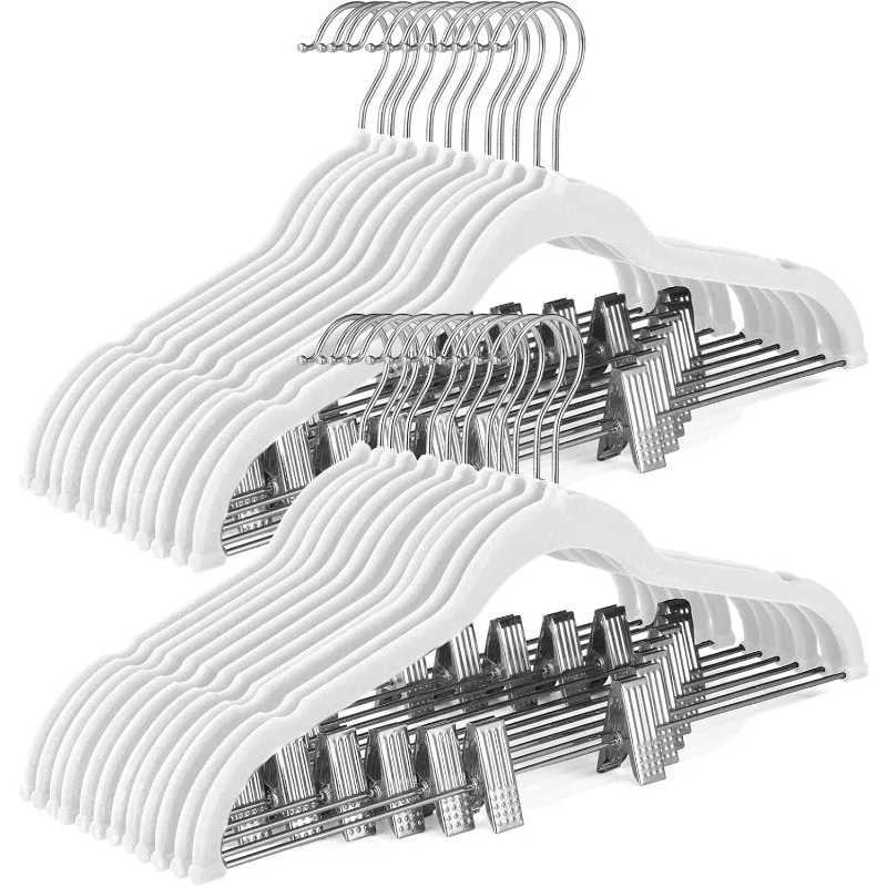 Velvet Skirt Hangers 24 Pack Velvet Hangers with Adjustable Clips Space Saving Slim Velvet Pant HangersXJ240216