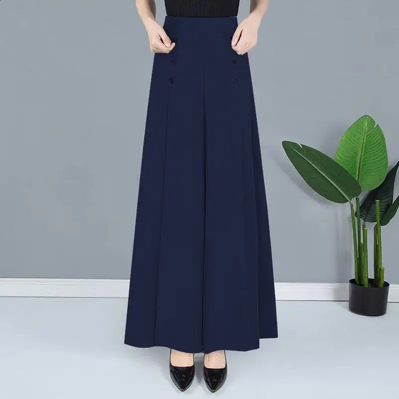 Summer Skirt Pants High Waist Straight Wide Leg Pant for Women Casual Loose Fashionable Fold Oversized Ladies Clothes y2k 240821