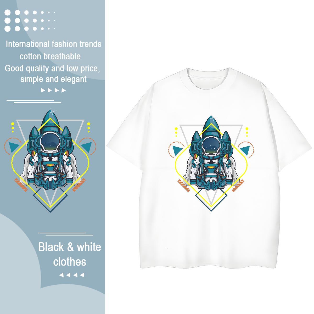 Unisex Women Tshirts 230g Cotton universe Spring Summer Womens T Shirts Breathable Crew Neck Black Oversized Tops
