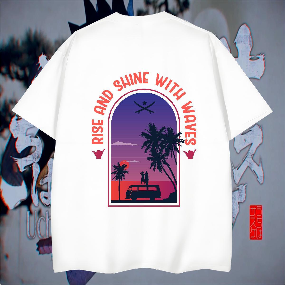 Loose Tshirt for Man Woman Home Outdoor 230g Cotton Custom Printed Short Sleeve O-Neck tree T Shirt For Man 2024 Summer Tops