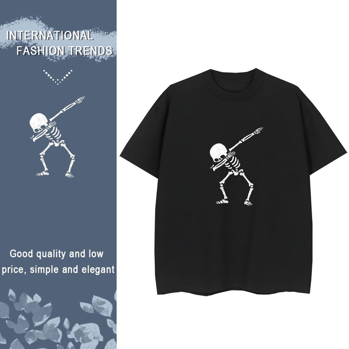 Brand T-Shirts 230g 100% Cotton Crew Neck Breathable Daily Outfit skull Tshirt for Man Woman Free Shipping Anime Tops Tees