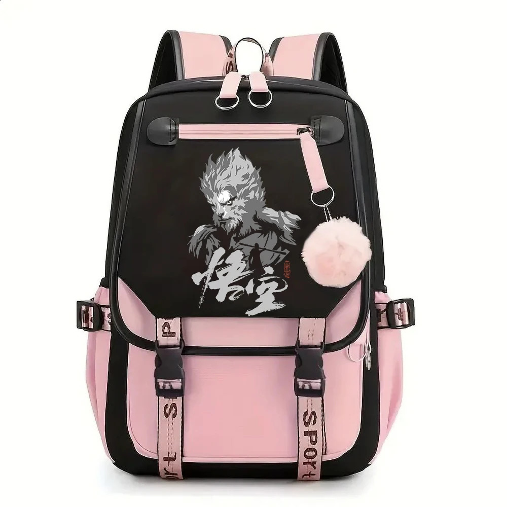 Black Mythical Martial Arts Mens Backpack Girls School Bag Youth Laptop Sun 240822