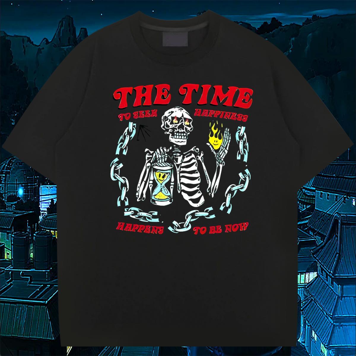 2024 DIY Daily Outfit Tshirt for Man Woman fire Short Sleeve O-Neck 230g Pure Cotton T Shirt For Man Loose Skull Polos