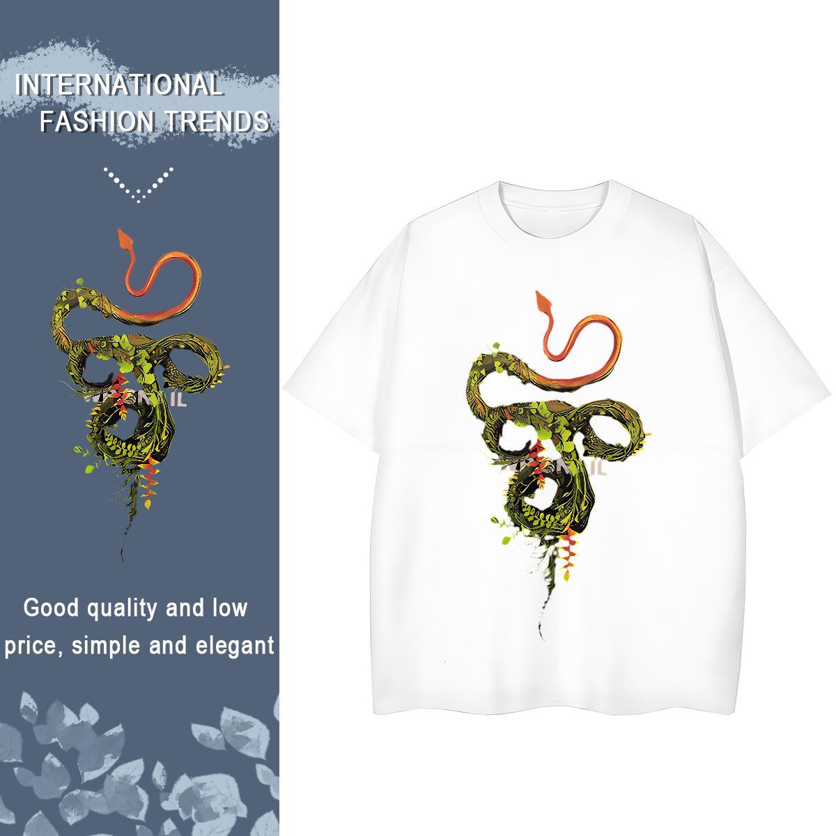 2024 Designer T-Shirts Short sleeve Soft 100% Cotton 230g Unisex Tshirts Floral Print snake Beach Comfortable Tees