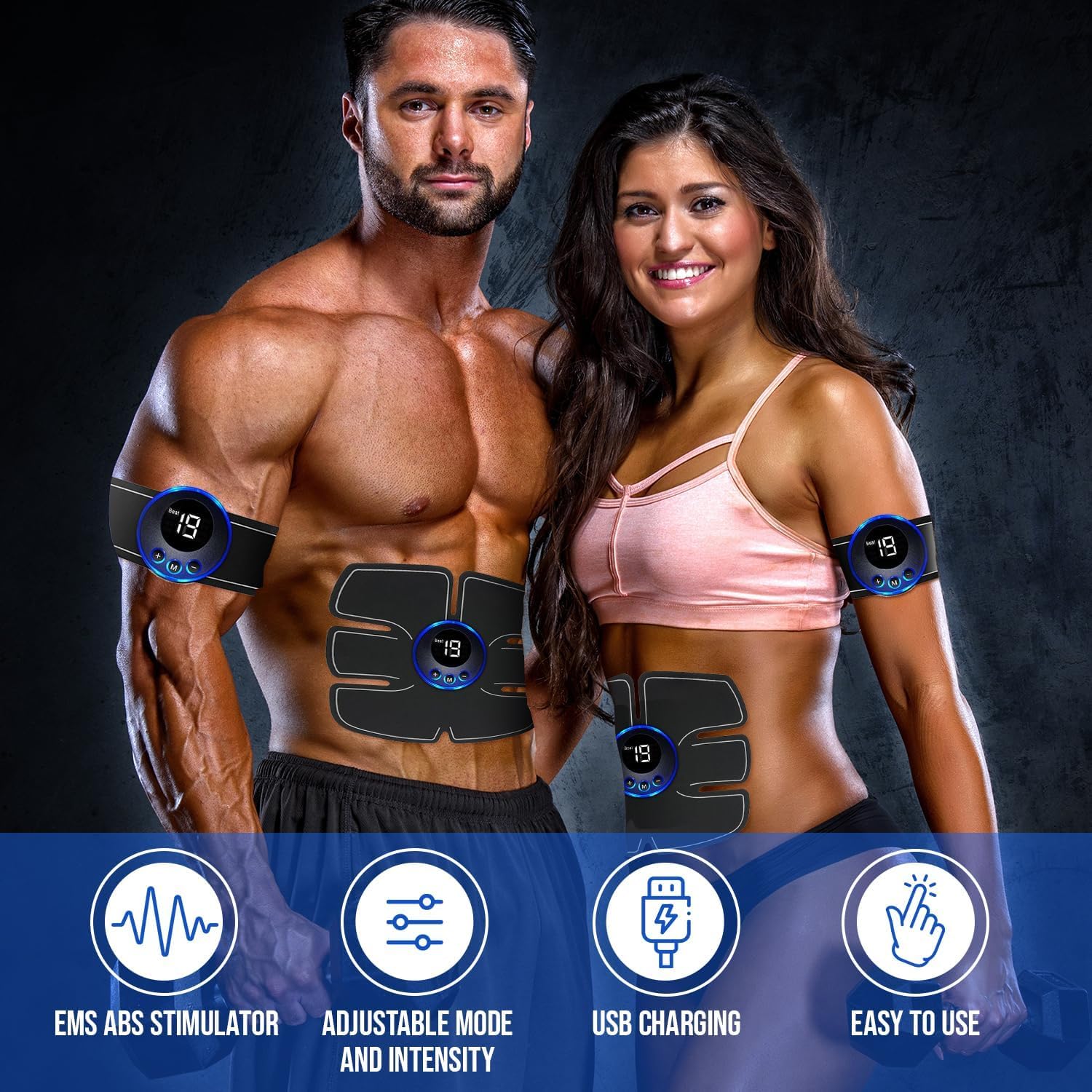 ABS Stimulator Abdominal Toning Belt Trainer EMS Muscle Stimulator Abs Workout Portable Equipment Ab Sport Exercise Belt for Men and Women