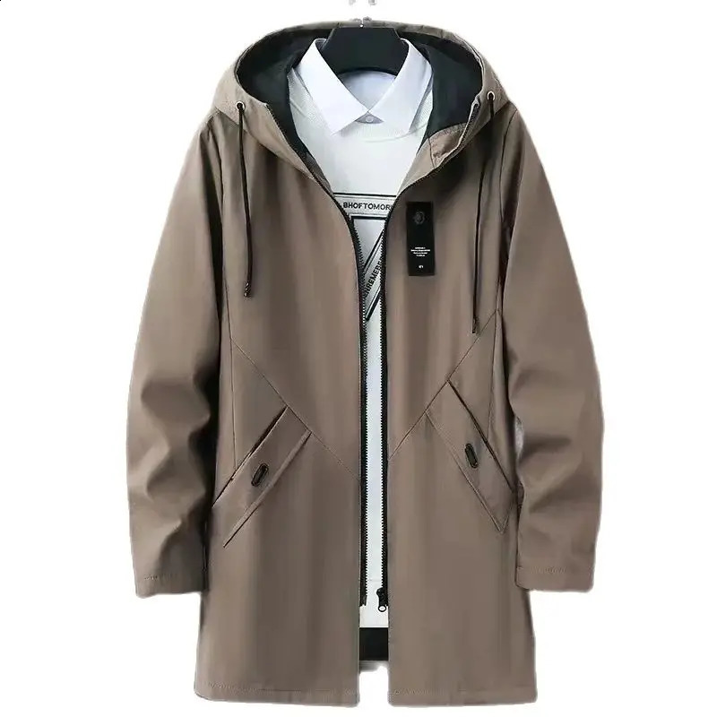 Korean style Spring Trench Coat Male Streetwear Windbreaker Trenchcoat Men Solid Business Casual Loose Long Overcoat 240822