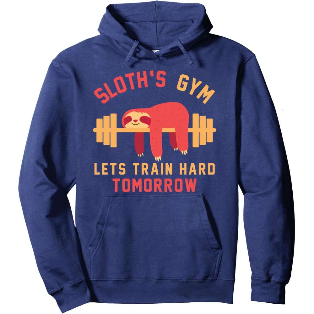 Hoodie For Mens Womens Sloths Gym Lets Train Hard Tomorrow Funny Cute Sloth Gift Pullover Graphic Hoodies Sweatshirt Long Sleeve Free shipping