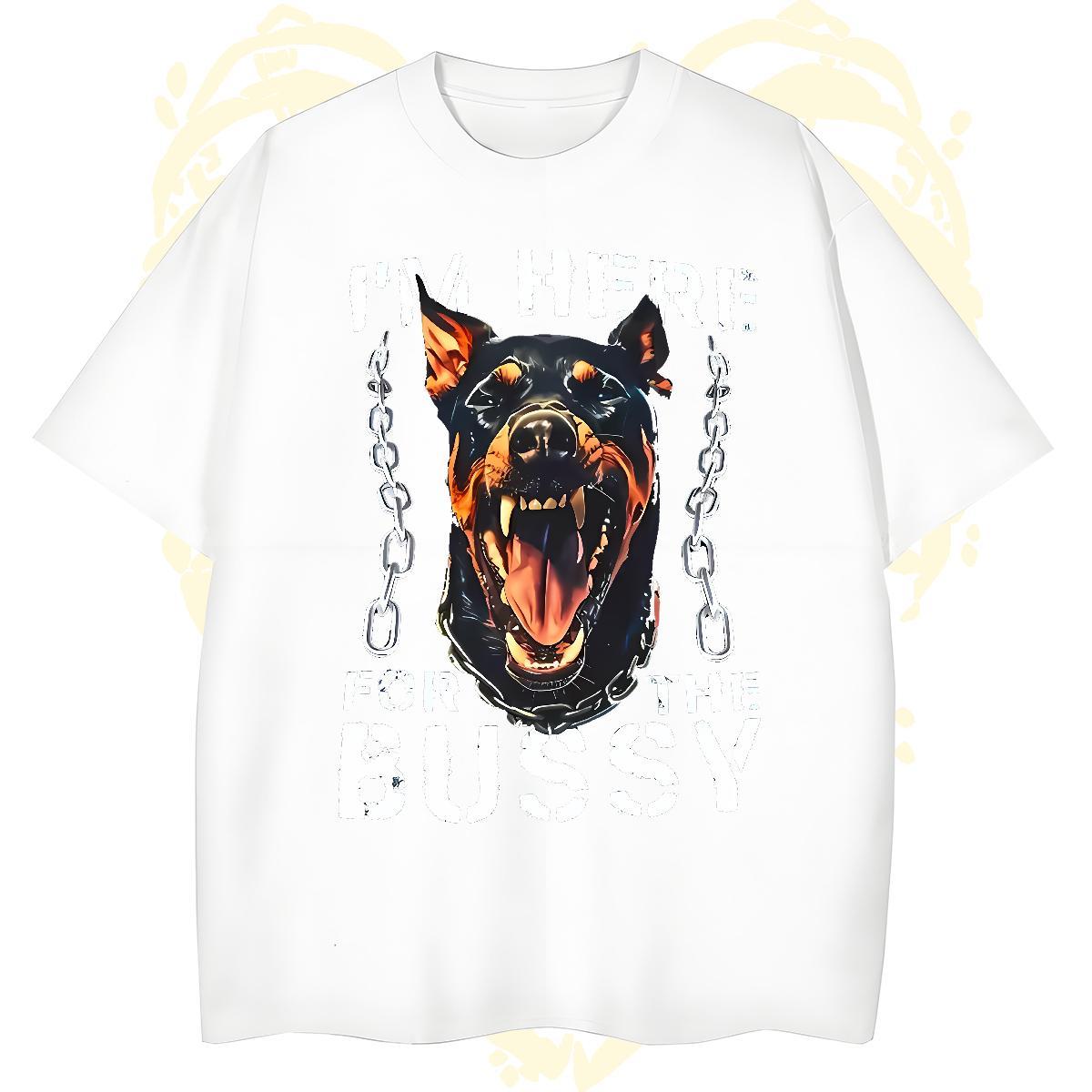 Soft T Shirt For Man dog Breathable High Street Hip Hop Graphic 230g Pure Cotton Men Tees New Designer Clothes