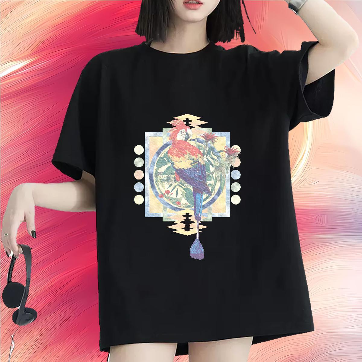 2024 Designer Woman T Shirts Breathable Soft 230g Cotton Unisex Tshirts Plus Size Custom bird High Street Hip Hop Comfortable Tops Shirt