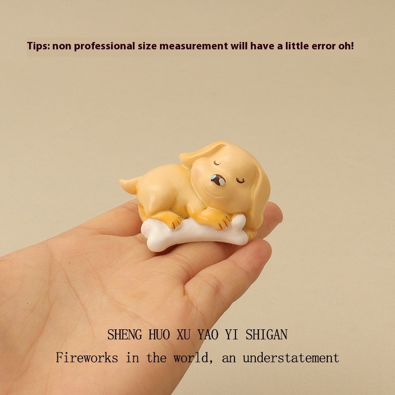 New Creative Miniature LED Lighting Simulation Fireplace Cute Bone Dog Baby House Ins Decorative Small Ornaments