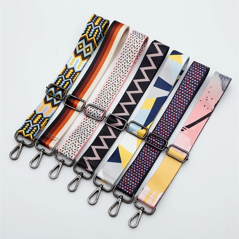 Womens handbag strap detachable DIY shoulder strap rainbow handbag accessory cross body messenger nylon bag strap 240821