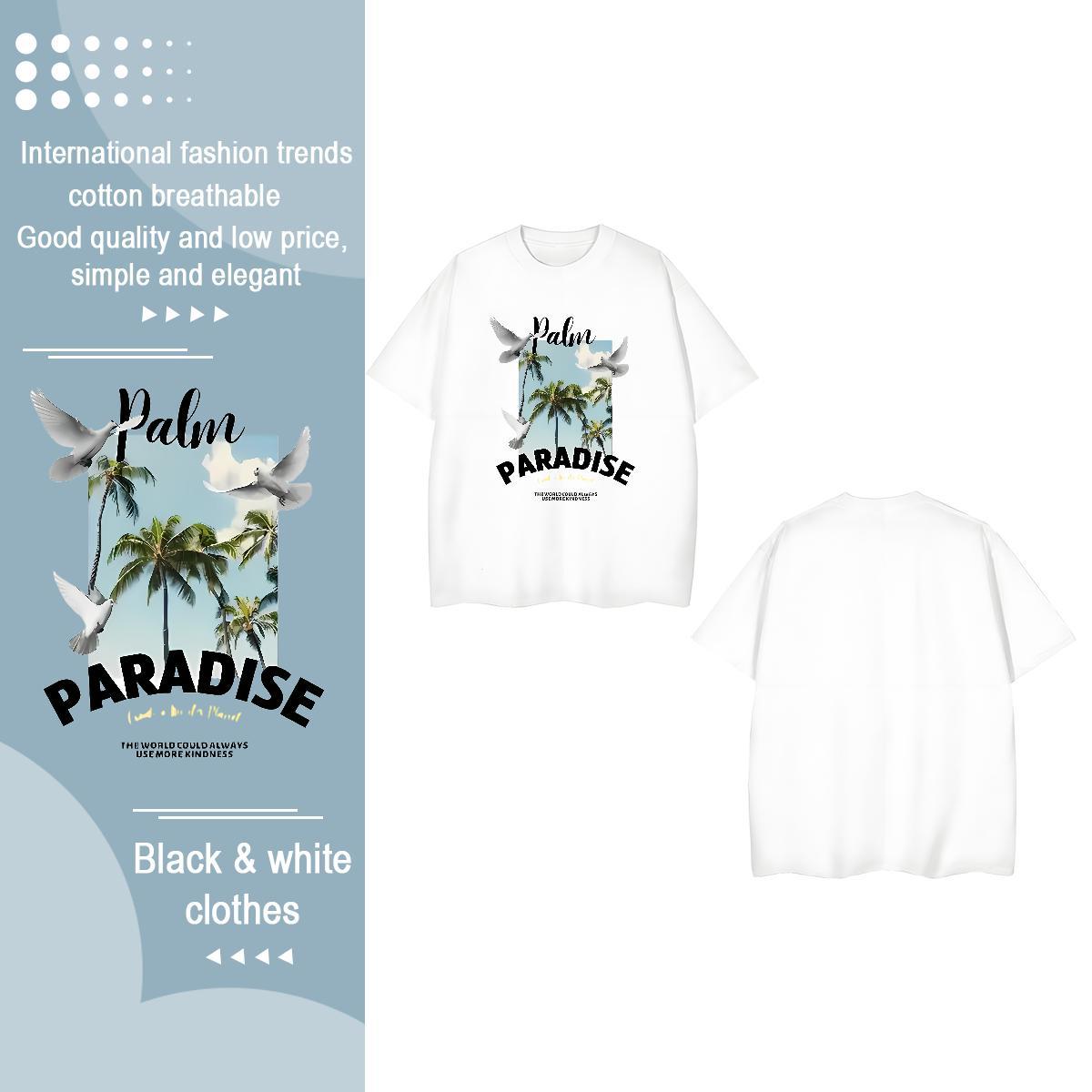 Stylist T Shirt For Woman Round Neck Short Sleeve 230g 100% Cotton Couples T Shirts Oversized tree Outdoor Loose fit Tops Tees
