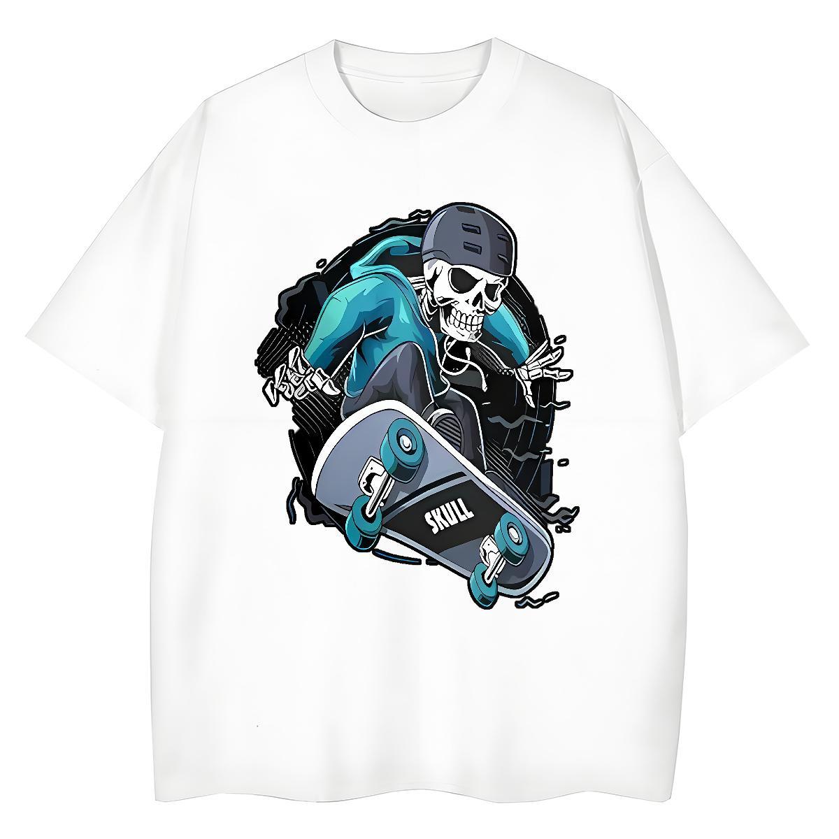 Fashion Woman T Shirts 230g Pure Cotton Comfortable Casual skull Women Tshirts Unisex White Plus Size Polos