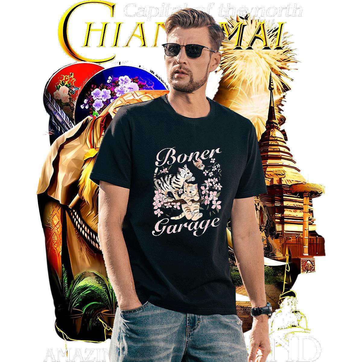 Popular Men T Shirts flower O-Neck Short Sleeve Home Outdoor Oversized 4XL 230g 100% Cotton Men Tshirts Classic Tops
