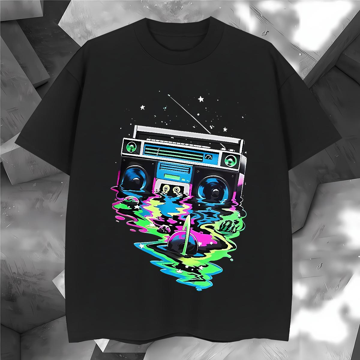 Loose Fit radio Mens T Shirts Street Men Tshirts 100% Cotton 230g Stylist Breathable Soft Skull Tops