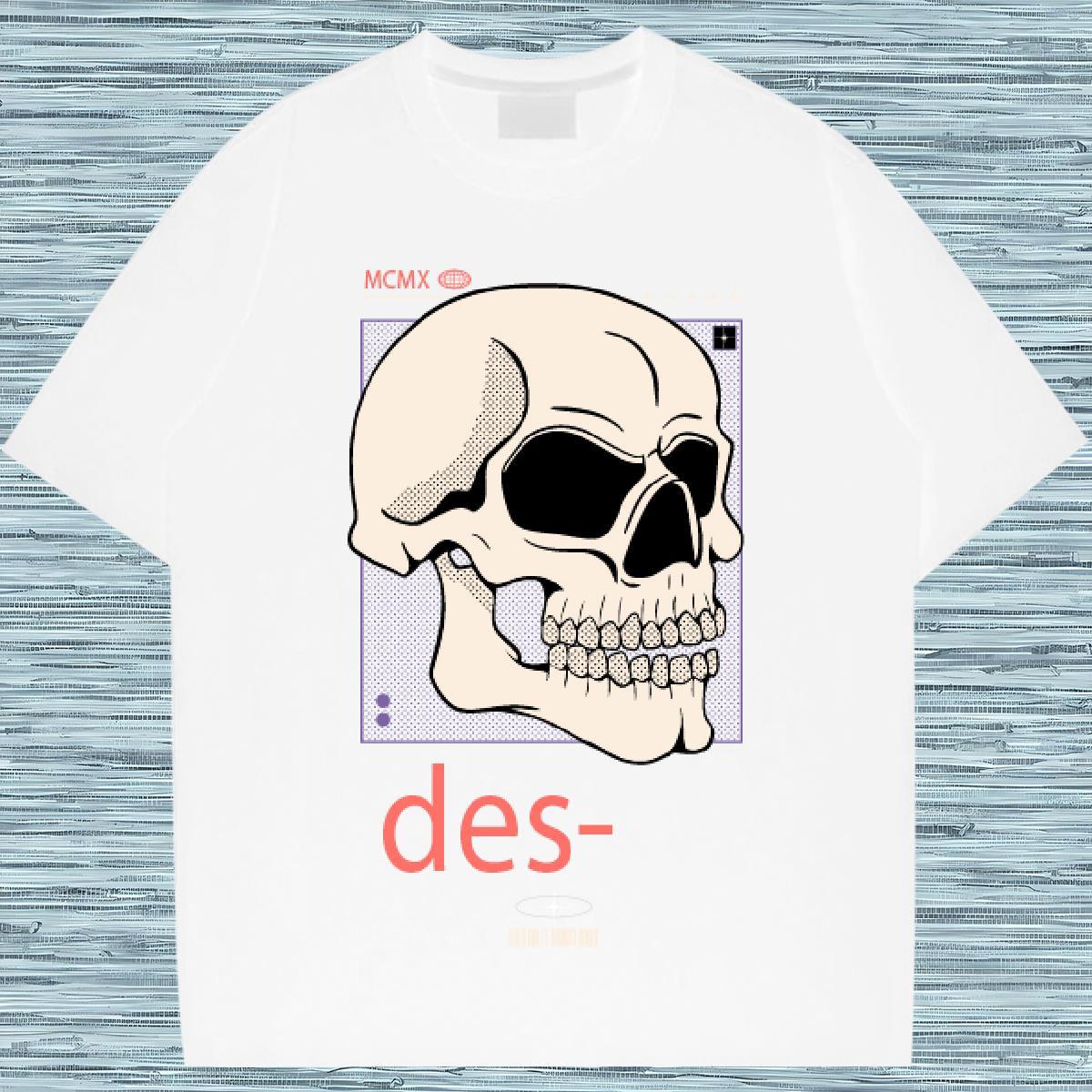 Loose skull T Shirt For Man Hip Hop Couples T Shirts 100% Cotton 230g 2024 DIY Breathable Short Sleeve Custom Printing Tops Shirt