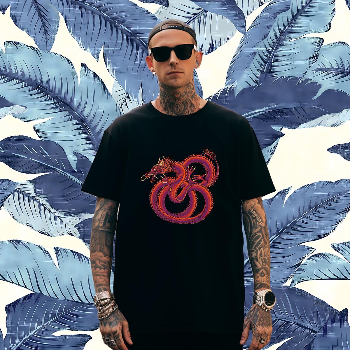 Wholesale dragon Man T Shirts Outdoor Tshirts 100% Cotton 230g Free Shipping Breathable Crew Neck Oversized 3XL 4XL Clothings