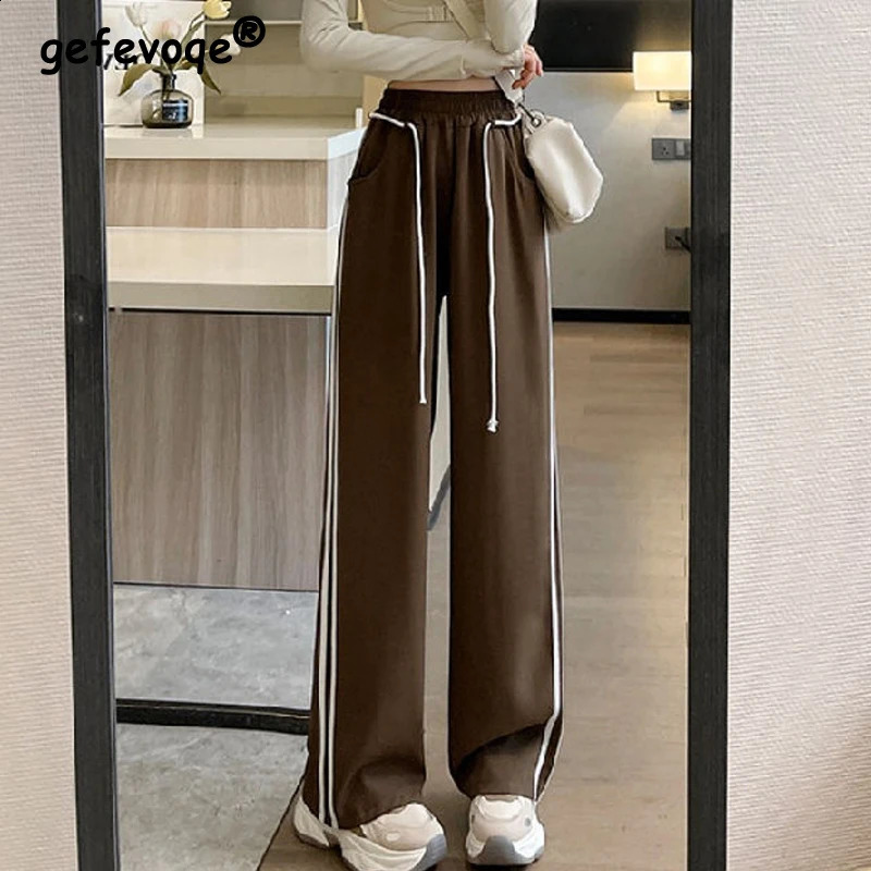 Womens Clothing Spring Autumn Trendy High Street Harajuku Y2K Pants Casual Sports Joggers Straight Trousers Wide Leg Sweatpants 240821
