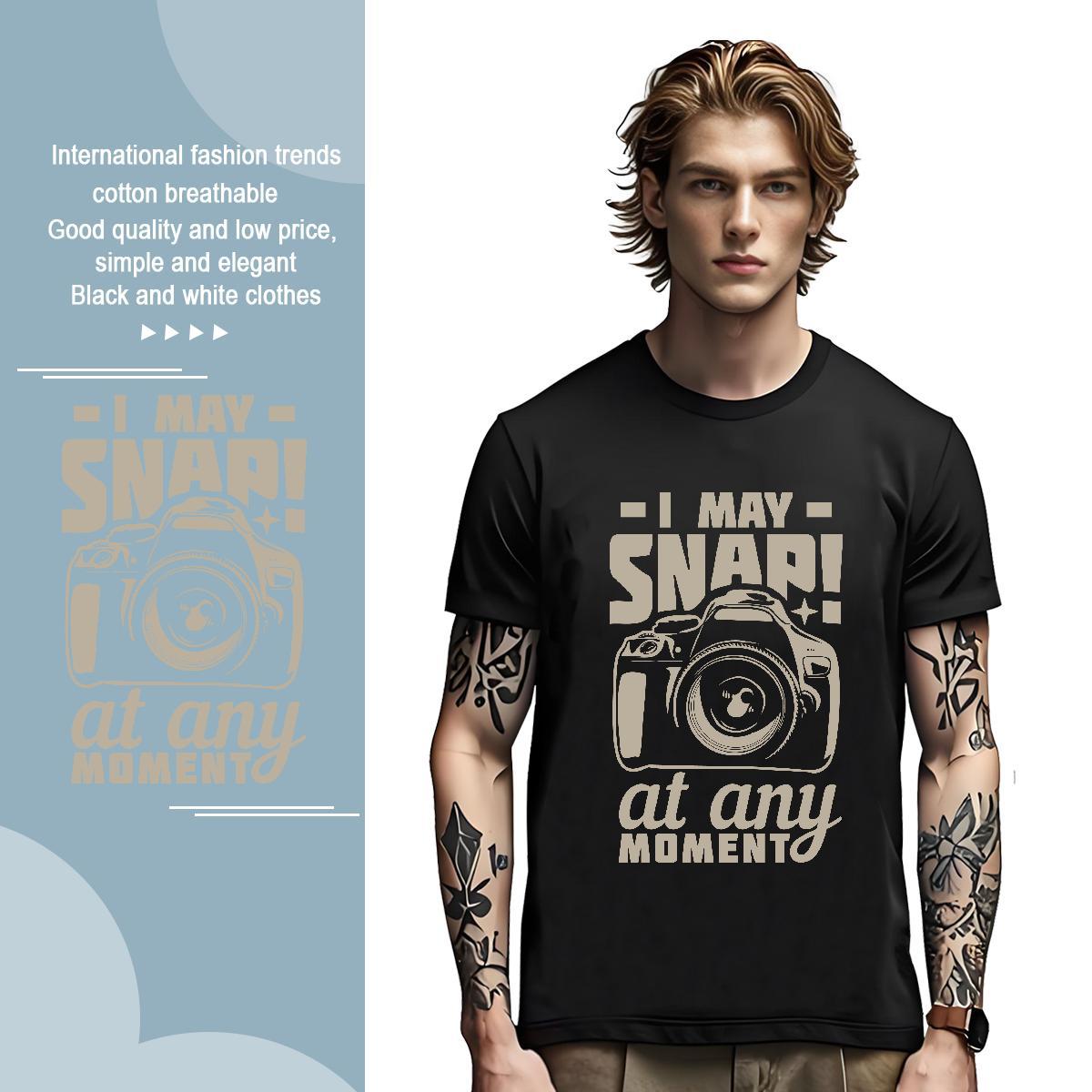 Comfortable camera Men T Shirts Outdoor Men Clothes T-Shirt 230g 100% Cotton Classic Casual Breathable Short Sleeve Oversized 4XL Tees Shirts