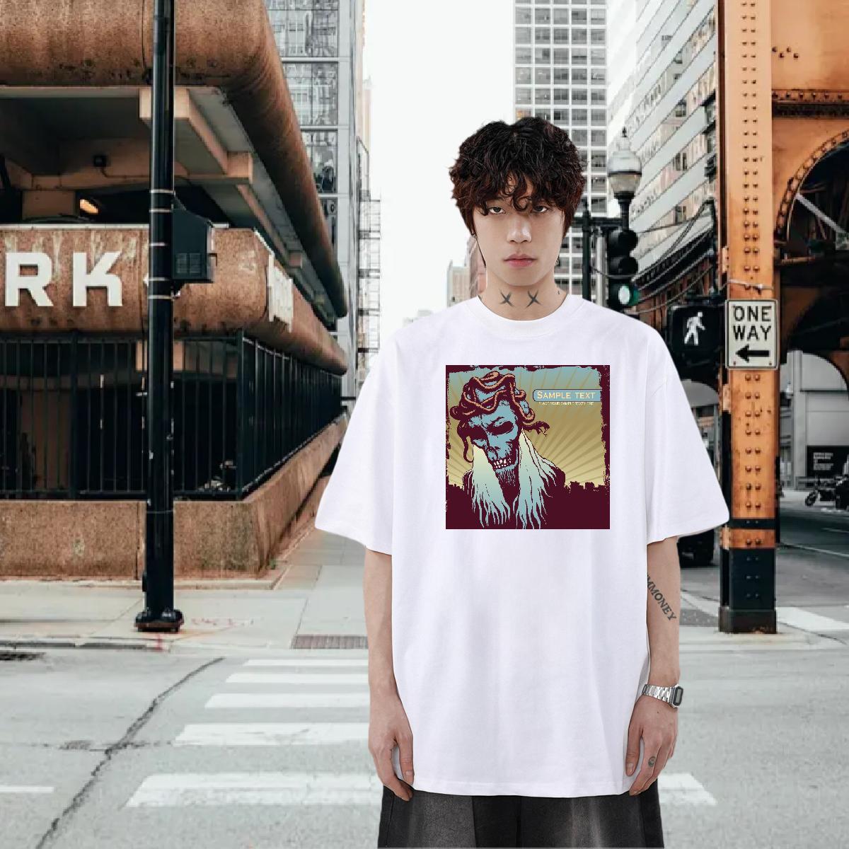 DIY Customized Outdoor Men Tops Tees scary Breathable 230g 100% Cotton T-Shirts Wholesale DIY Logo Oversized Clothes