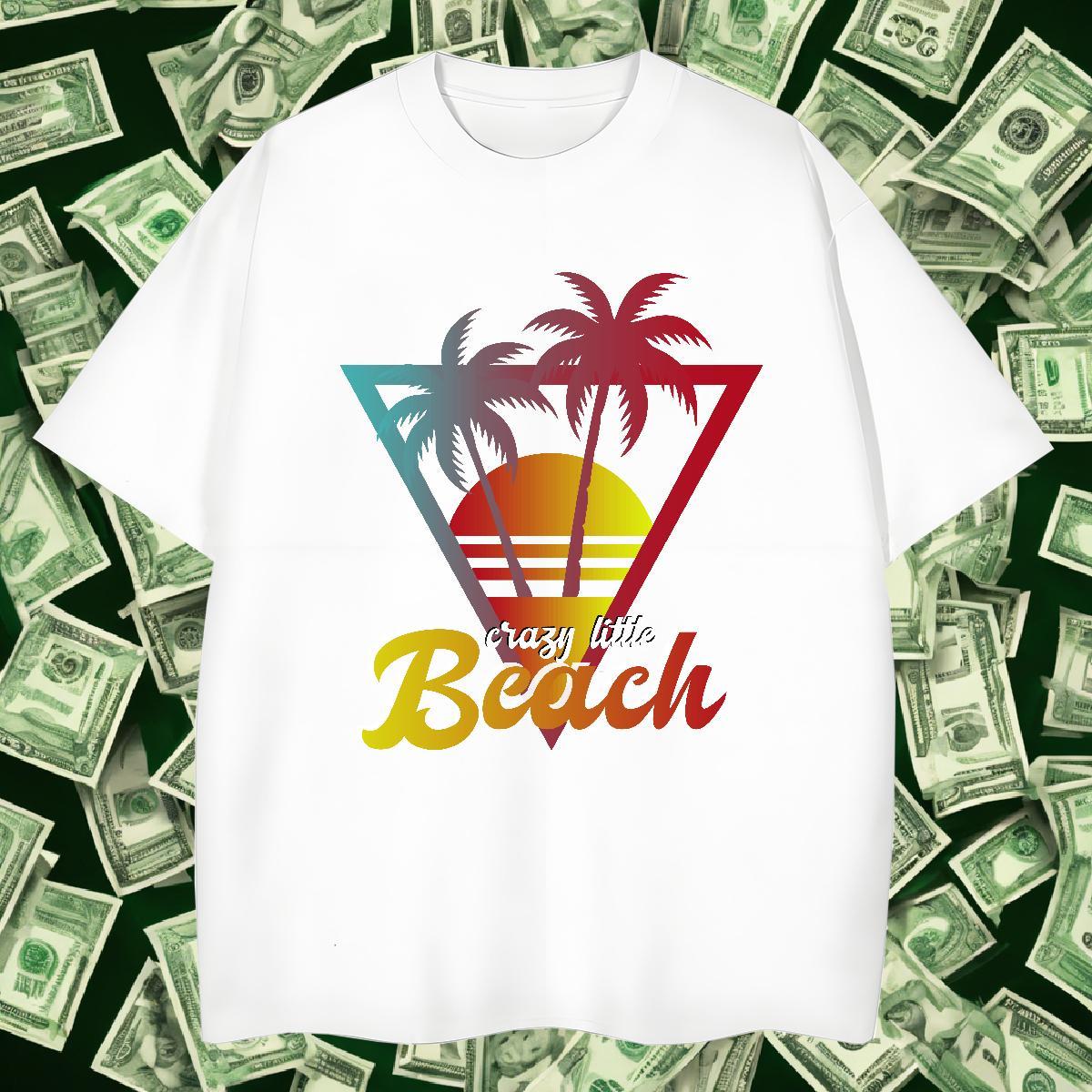 Free Shipping Mens Tshirts Summer Casual 230g Pure Cotton Custom Printing Crew Neck beach Mens T Shirts Customized Clothings
