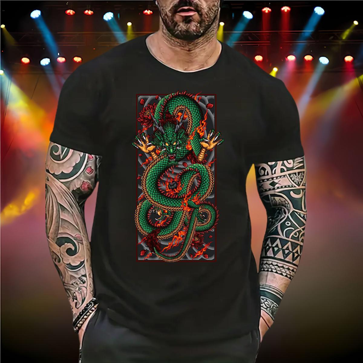 Comfortable dragon T shirt Spring Summer Men Tees 230g Cotton DIY Customized Crew Neck Breathable DIY Anime Wear