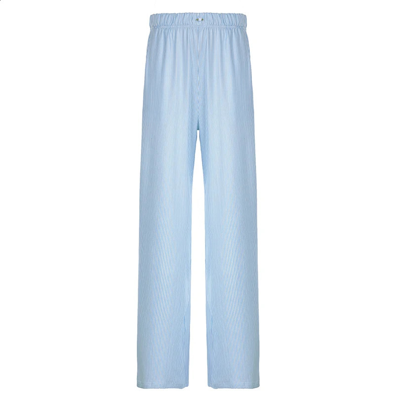 IAMTY Elastic Applique Wide Leg Pants Blue Casual Basic Loose Sweatpants Jogging Casual Basic Trousers Y2K Aesthetic Bottoms 240821