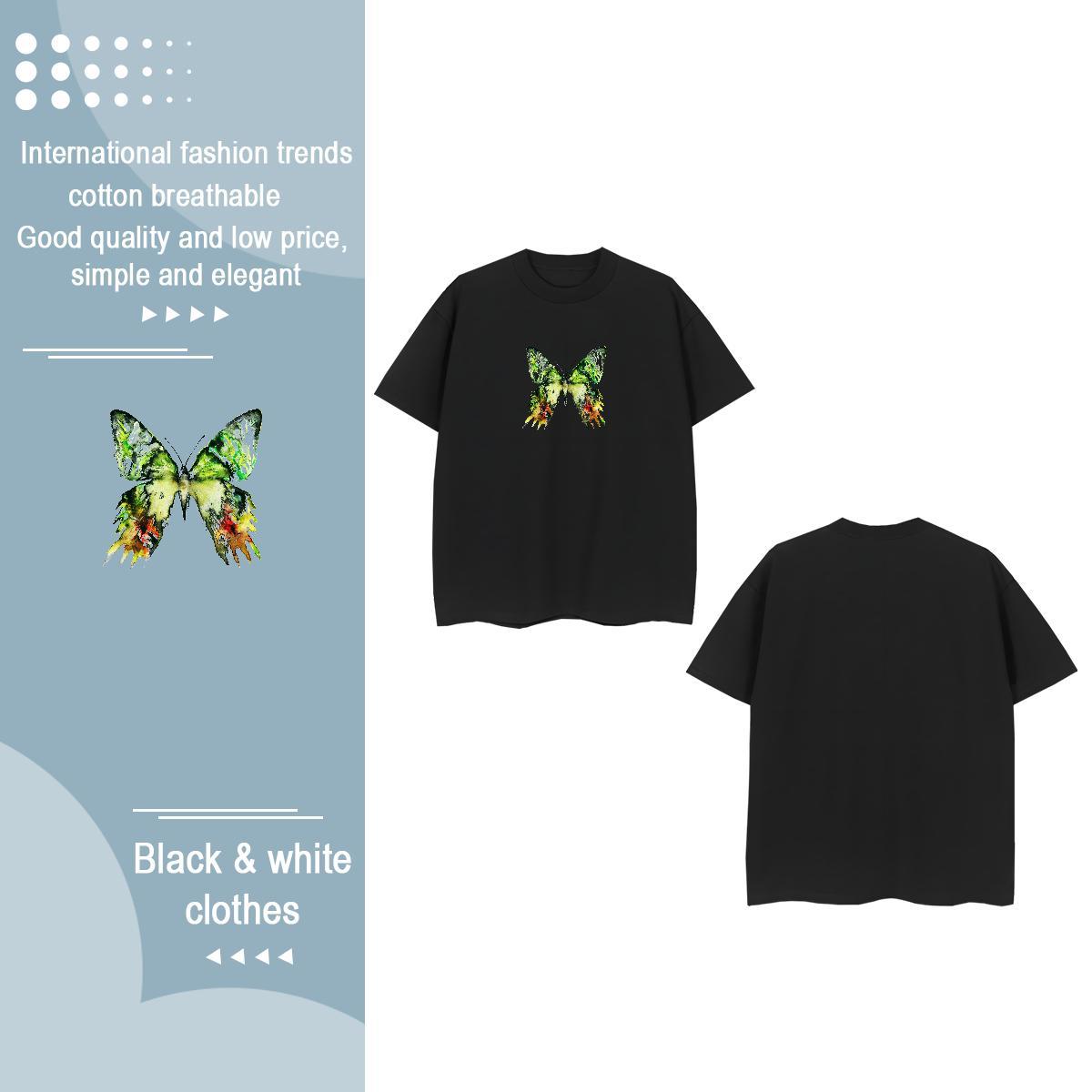 Custom Womens T Shirts Short sleeve Soft 230g Pure Cotton Tshirt for Man Woman Oversized L-4XL Butterfly Street Wear Nice Tshirts