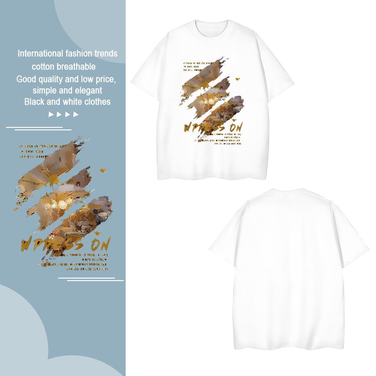 New Arrival painting Mens Tshirts 230g Cotton T shirt Graphic Sport Short Sleeve O-Neck Wholesale Tees Shirts