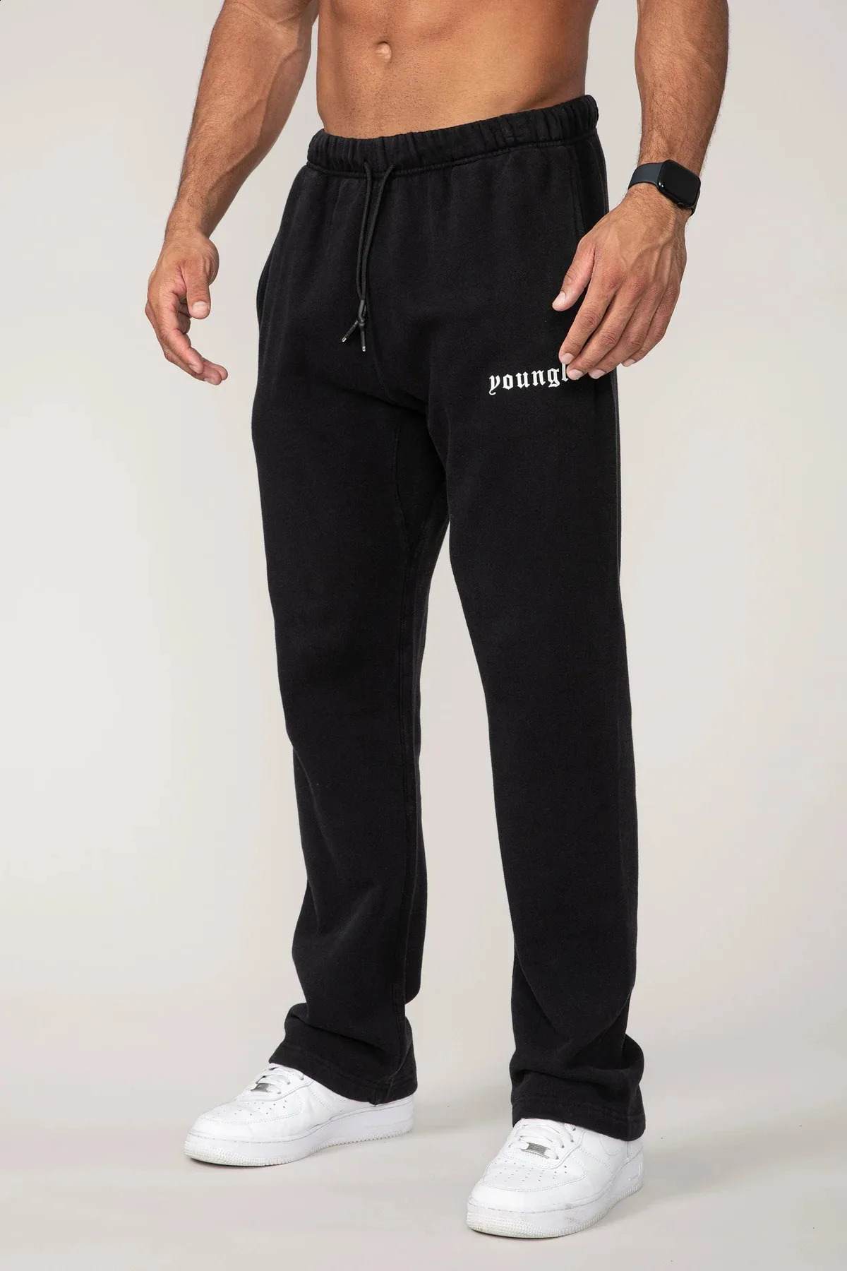 Mens sports pants autumn and winter fitness cotton print loose casual running training 240821