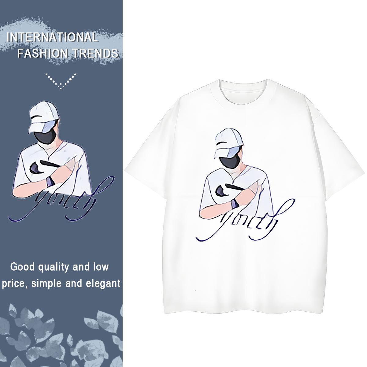 Loose Women Tshirts 100% Cotton 230g icon Casual Women T Shirts Breathable Crew Neck White Plus Size Tees