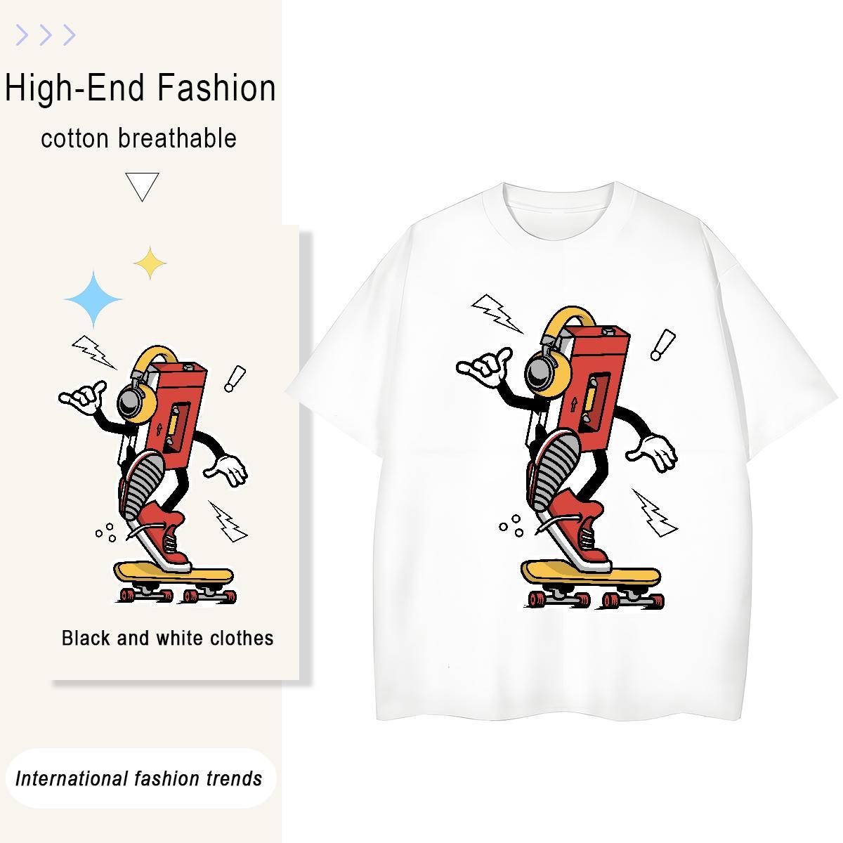 Soft Tshirts Sport 100% Cotton 230g DIY Anime O Neck Short Sleeves skateboarding T Shirts Men Fashion Design Tee Shirt
