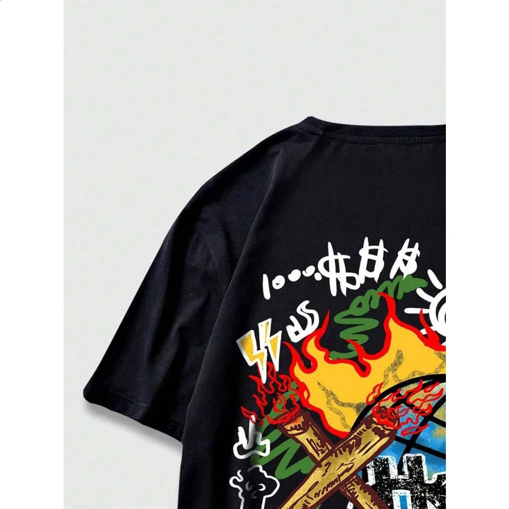Street life mens cartoon and letter graphic Tshirt Harajuku Y2k Redtube Pro choose oversized 240822