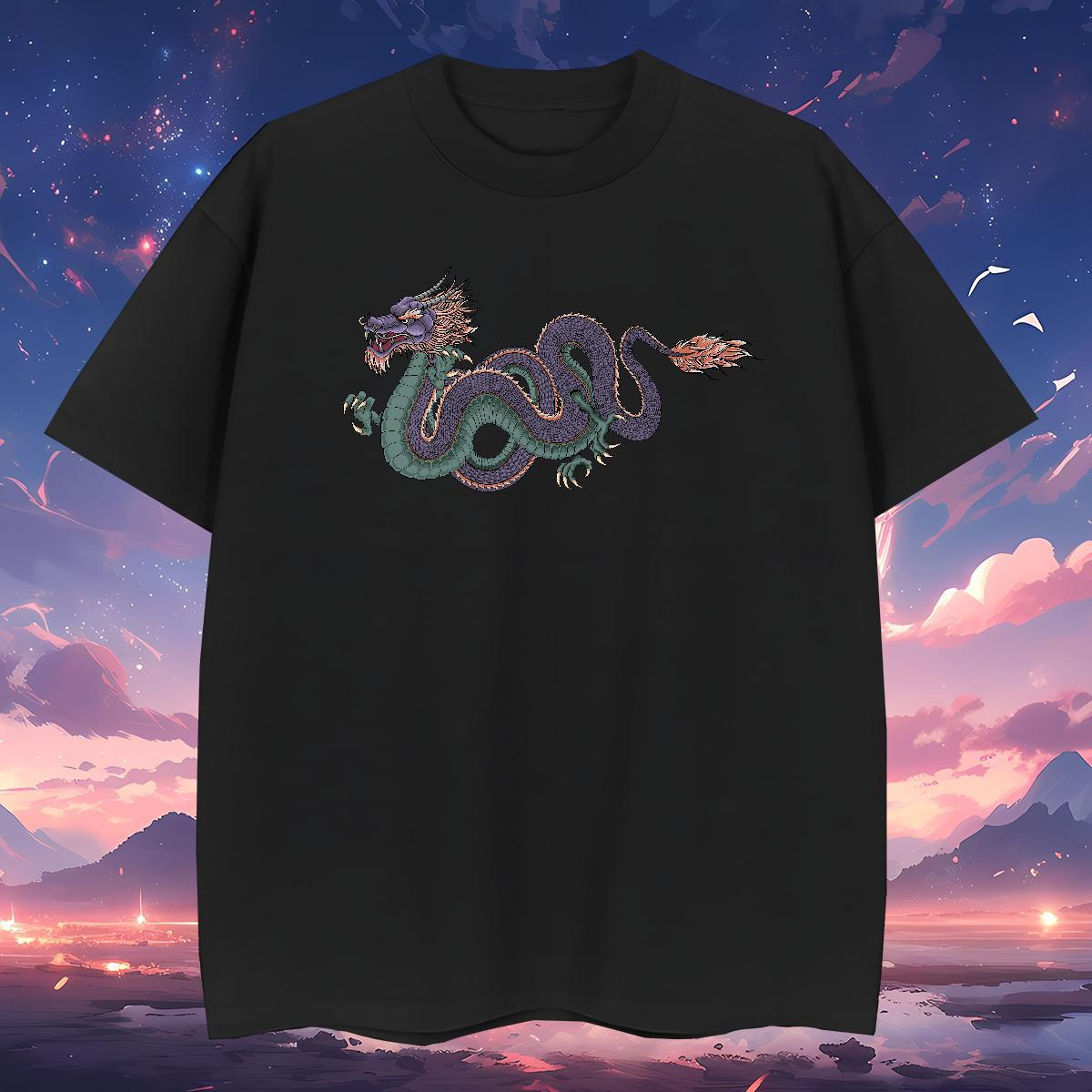 Classic dragon T-Shirts for Men Casual Tshirts 230g 100% Cotton 2024 DIY Breathable Crew Neck Custom Big Size Tees Shirts