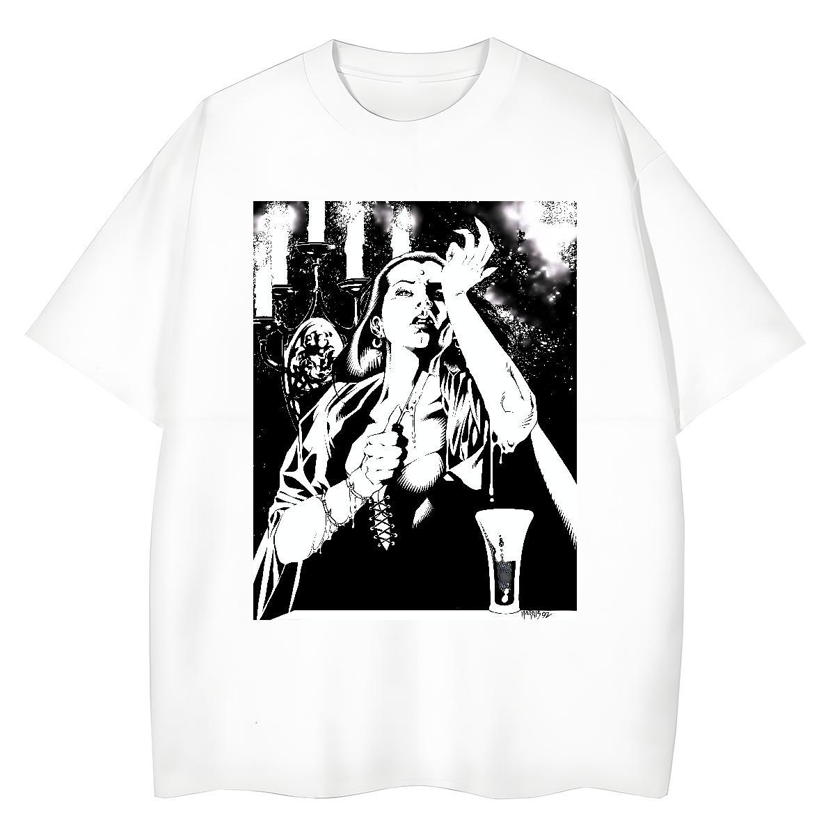 Loose fit Tshirt for Man Woman 230g 100% Cotton nun High Street Hip Hop T shirt Breathable Crew Neck Cartoon Anime Tops Shirt