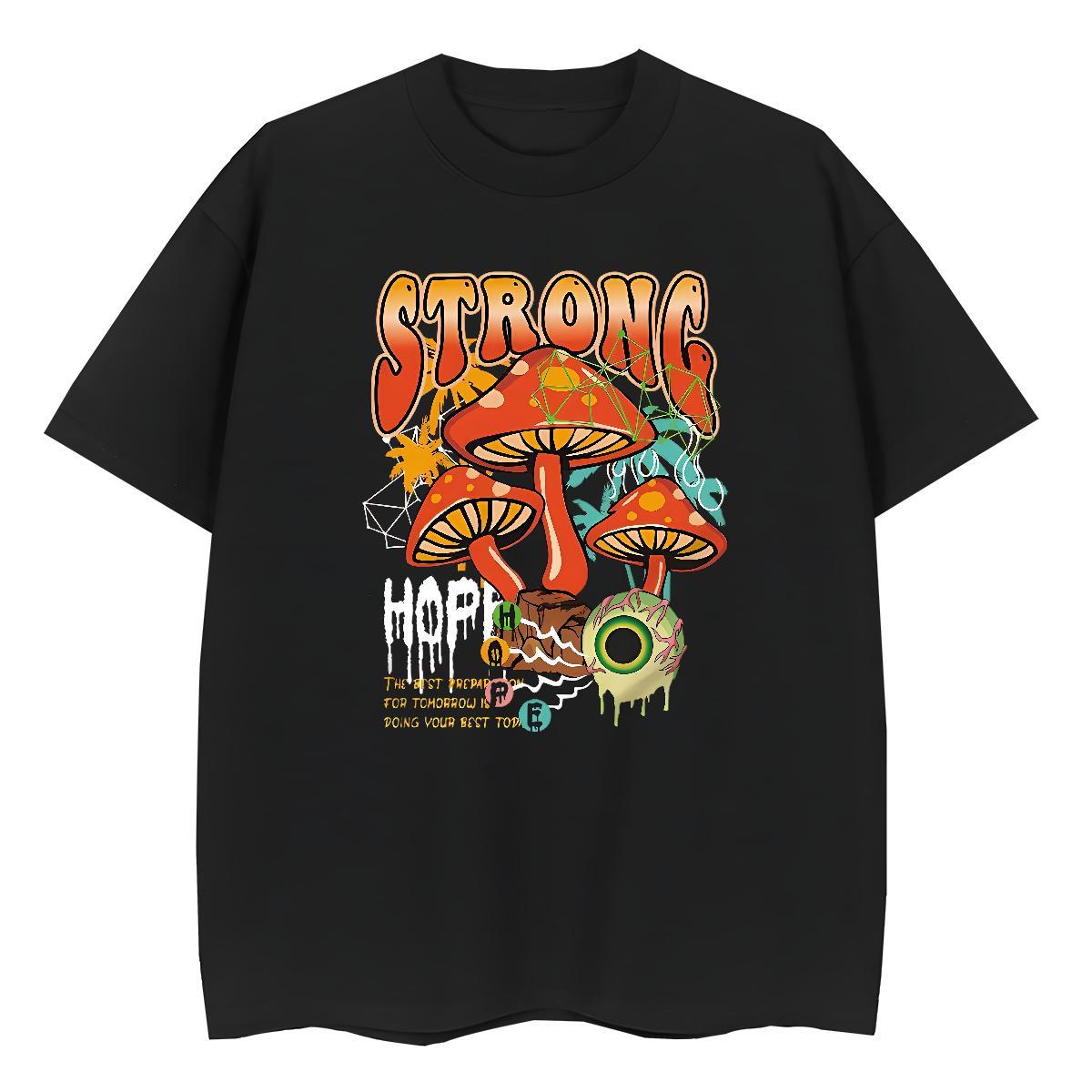 2024 DIY T-Shirts for Women Short Sleeve O-Neck 230g Cotton Couples T Shirts Customized mushroom Street Casual Nice Polos