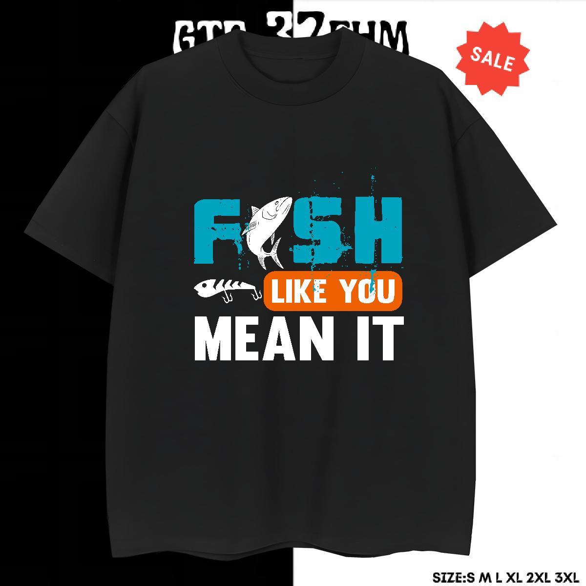 Soft Men Clothes T-Shirt Casual Daily Wear 230g Cotton Black Oversized Breathable Short Sleeve fish Man T Shirts Wholesale Top Tees