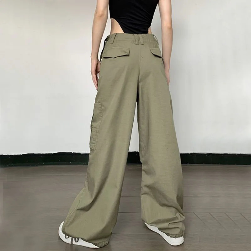 Y2K Vintage Hip Hop Cargo Pants Women Oversized Loose Streetwear Wide Leg Trousers Fashion American Style Casual Joggers Pants 240821